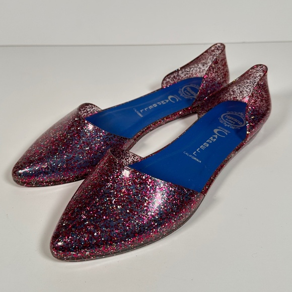 Jeffrey Campbell Shoes - Jeffrey Campbell Jelly Love Pink Glitter Pointed Ballet Flat Shoe
